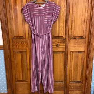 Monteau Striped Split Hem Wide Leg Jumpsuit L